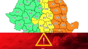 Nouă avertizare METEO: Cod portocaliu de ploi şi vânt în 12 judeţe, Cod galben în alte 16