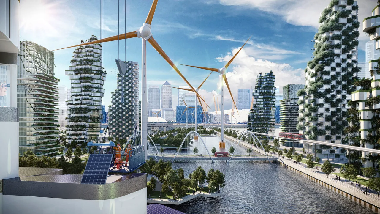 Forumul de la Davos: Până în 2045 vom construi un oraş alimentat 100% de panouri solare şi turbine eoliene 