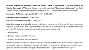 Anunţ începere proiect