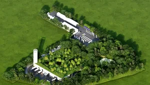 Stație de sortare semiîngropată, înconjurată de o pădure urbană, în Sectorul 6