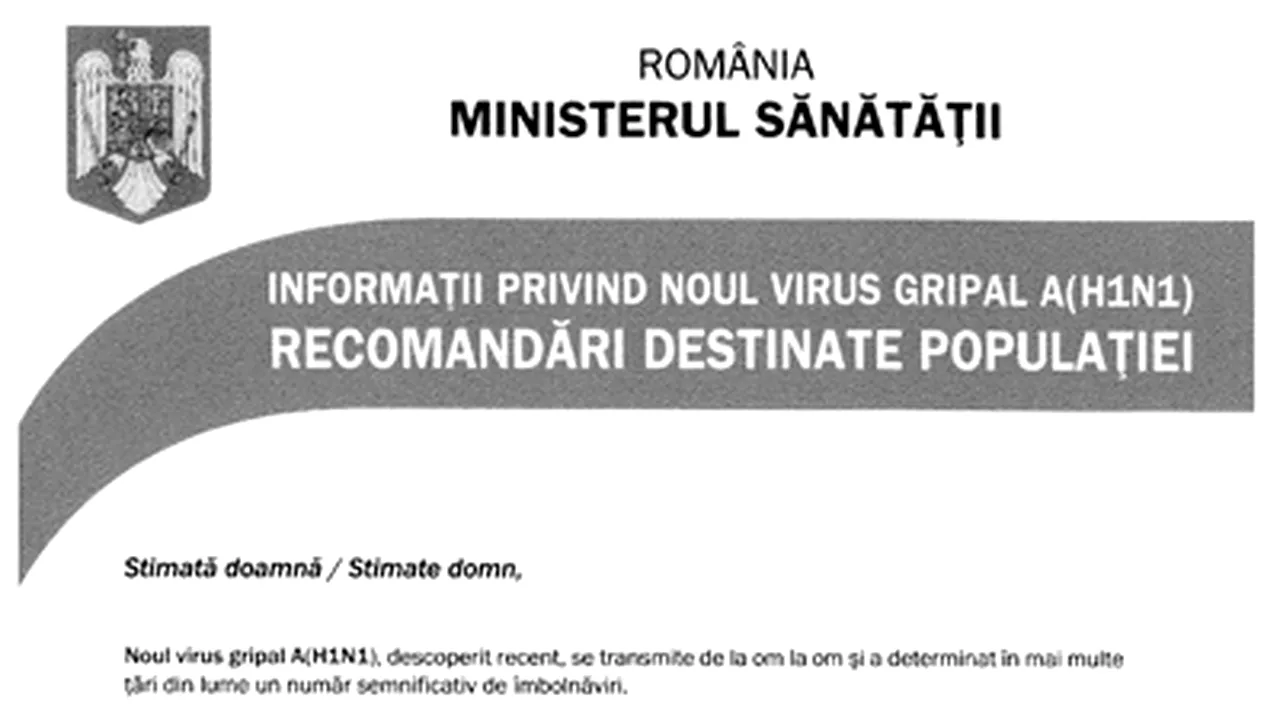 Scrisorile cu măsurile de prevenire a gripei porcine vor ajunge la oameni în 30 de zile
