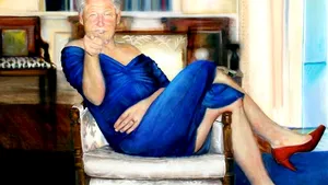 Un tablou bizar cu fostul preşedinte Bill Clinton în rochie, găsit în casa miliardarului care s-a sinucis în închisoare | FOTO
