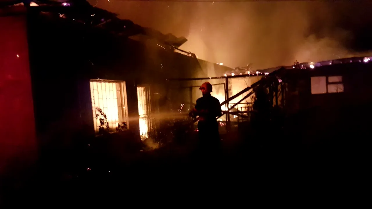 FOTO | Fostă fabrică de mobilă din Târgu Neamţ, în care funcţionau trei firme, distrusă de un incendiu