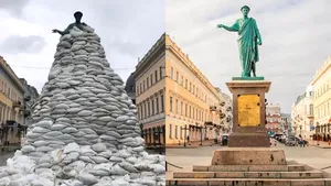 La nici 600 de km de Bucureşti, un oraş întreg apără o statuie. Povestea monumentului din Odessa ocrotit cu trupuri şi cu saci de nisip 