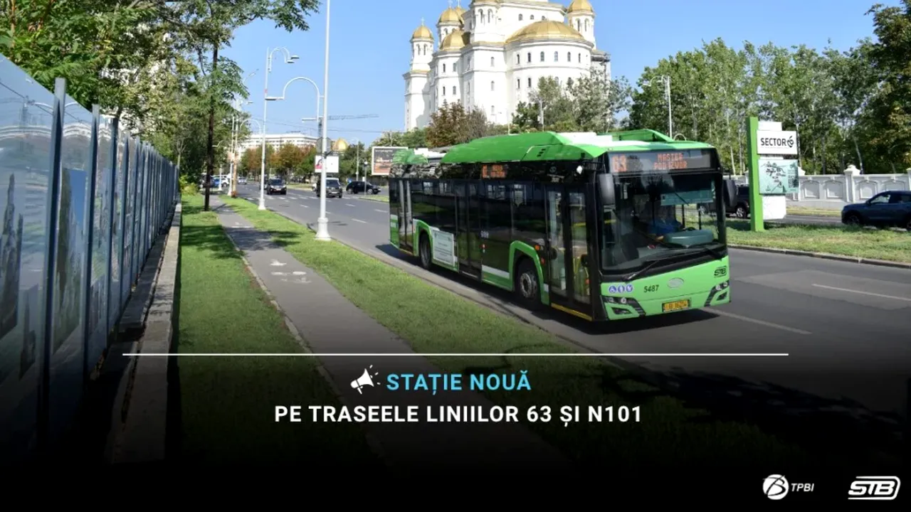 STB: Stație de troleibuz nou-înființată - Catedrala Națională a României