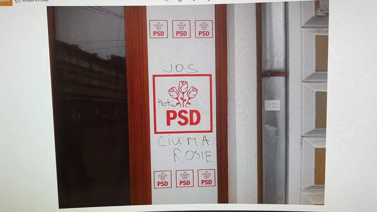 Un sediu PSD a fost vandalizat. Poliţia Locală l-a identificat pe făptaş