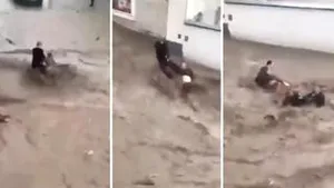 VIDEO Operaţiune dramatică de salvare în Austria: doi oameni au fost luaţi pe sus de apele învolburate 