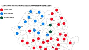 REZULTATE FINALE alegeri prezidenţiale - Ponta - 40,44%, Iohannis - 30,37%. HARTA VOTULUI. Unde a câştigat Ponta şi unde a câştigat Iohannis