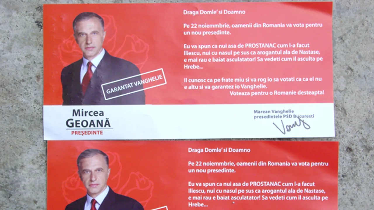 Scrisori cu poza lui Geoană, semnate 