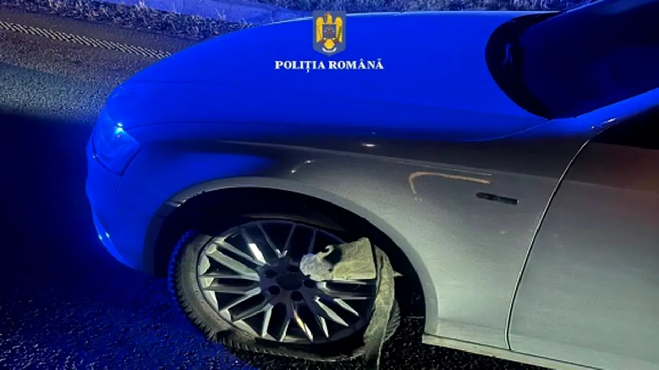 Un autoturism a fost oprit cu utilizarea dispozitivului de oprire forţată tip Spike