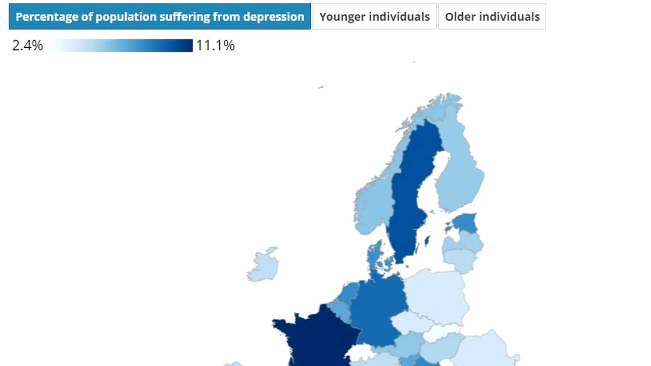 Care este ţara europeană cu cea mai mare rată a depresiei? Cum arată situaţia în România