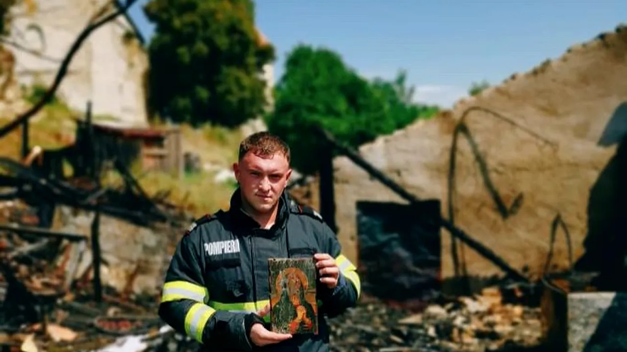 Pompierii bistriţeni au găsit o icoană intactă într-o clădire care a luat foc