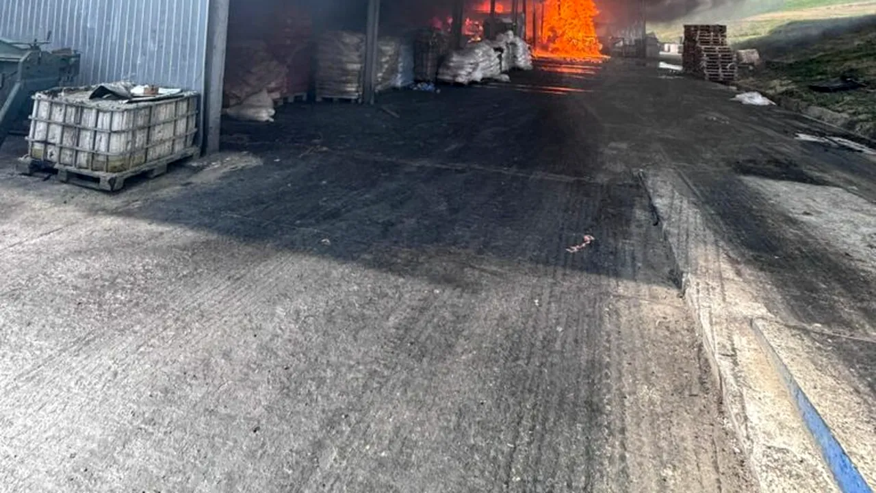 Incendiu cu degajări mari de fum la o hală din județul Sălaj. A fost emis mesaj Ro-Alert