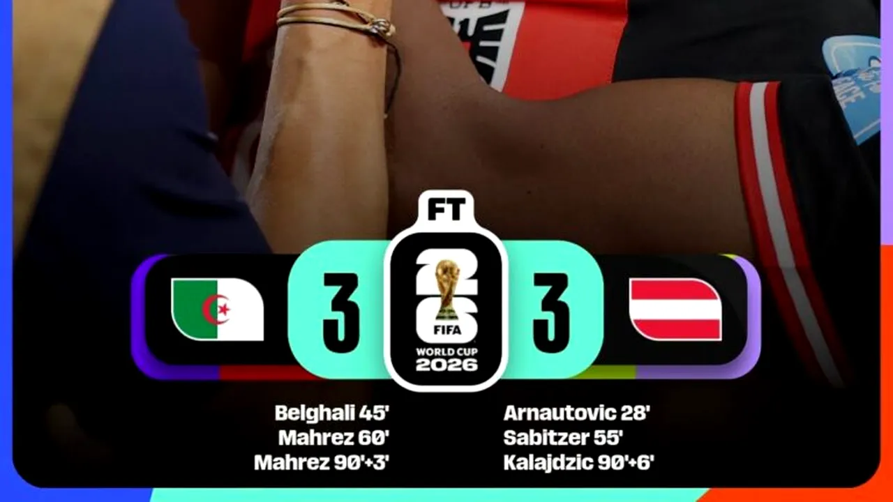 Cupa Mondială: Austria-Algeria, 3-3. Iranul a fost eliminat din competiție