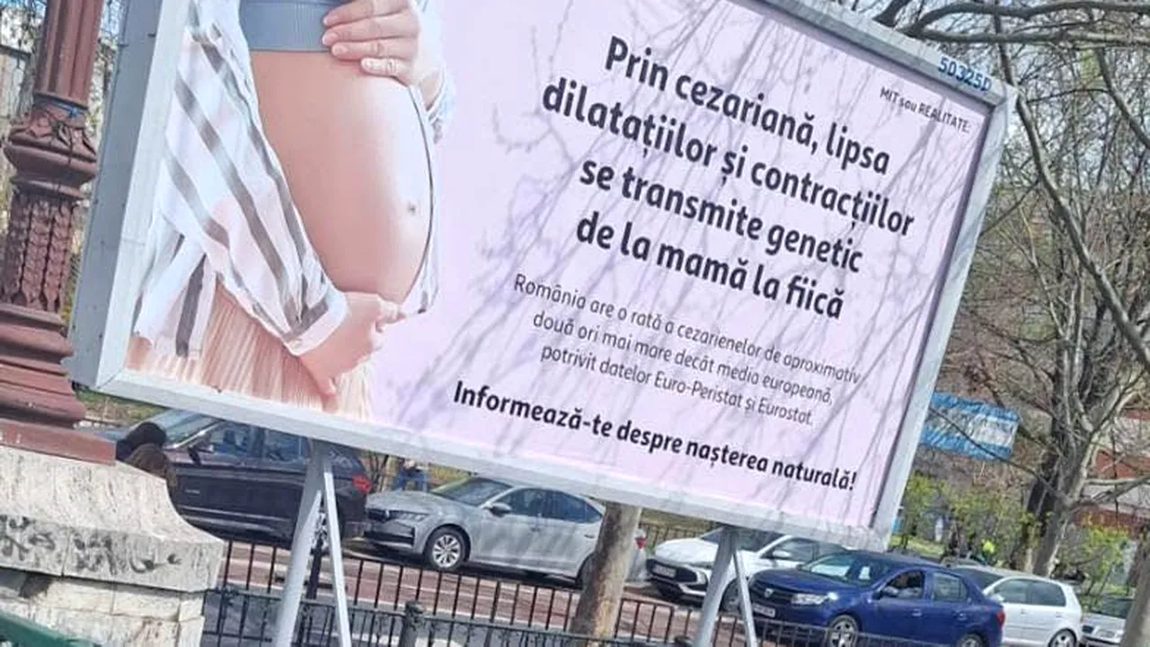 Colegiul Medicilor, avertisment privind informațiile despre cezariană de pe panourile din București: „Sunt lipsite de fundament științific”