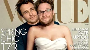 James Franco şi Seth Rogen au parodiat coperta Vogue pe care apare cuplul Kim Kardashian-Kanye West - FOTO