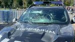 Autospeciala Jandarmeriei, distrusă de protestatari în Capitală