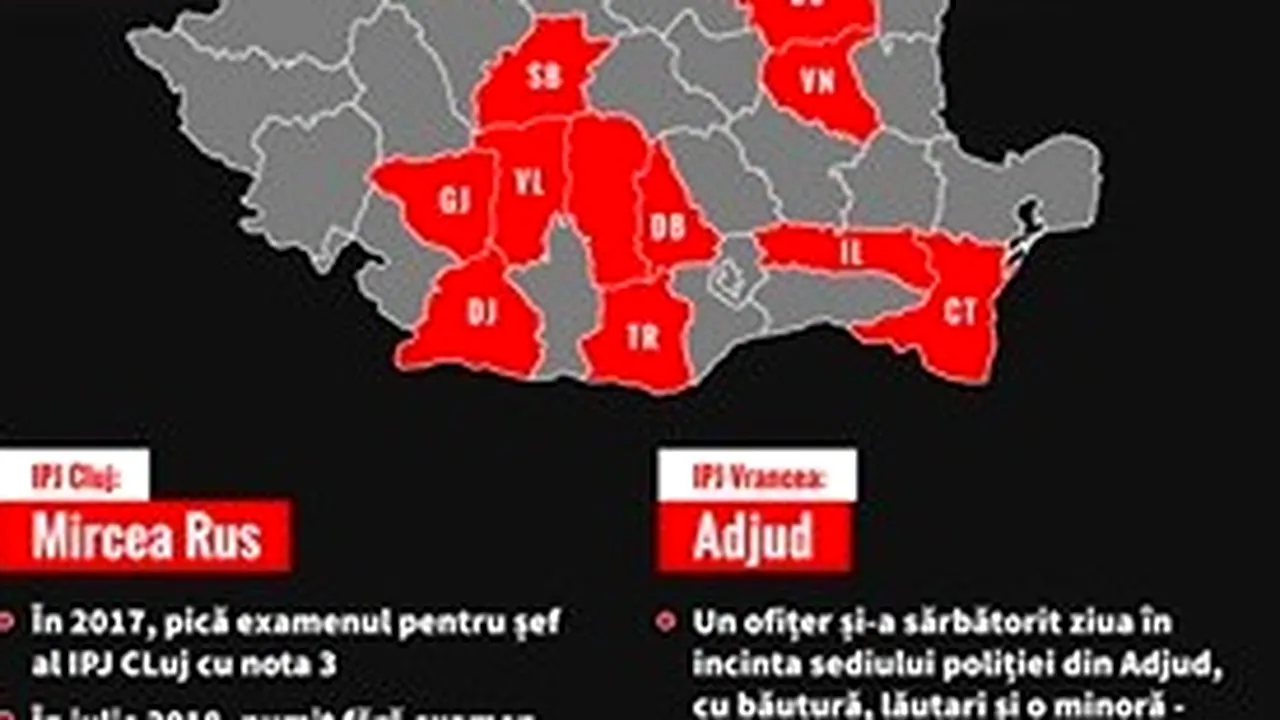 Hartă a Inspectoratelor de Poliţie unde şefii nu au pregătirea necesară, publicată de un deputat USR