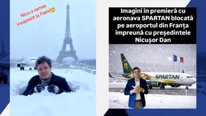 FOTO&VIDEO Val de ironii online după ce președintele Nicușor Dan a rămas înzăpezit în Franța