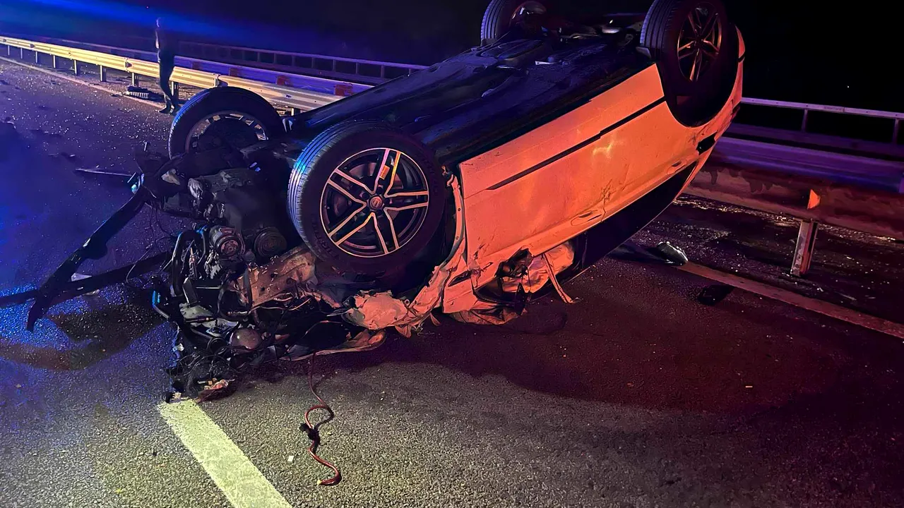 O vacă a ajuns pe Autostrada A3 şi a fost lovită de două maşini; un autoturism s-a răsturnat