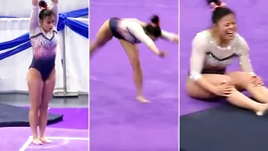 O gimnastă şi-a rupt AMBELE PICIOARE în timpul unui exerciţiu la sol. MOMENTUL accidentului | VIDEO