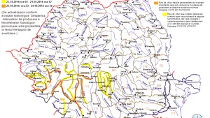Cod portocaliu de inundaţii pe râuri din şapte judeţe