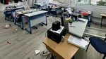 Un liceu din proximitatea exploziei din Capitală a fost puternic afectat. Imagini din sălile de clasă. 10 copii, răniți