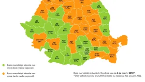 Harta mortalităţii infantile: Tulcea, Botoşani şi Sălaj, judeţele fruntaşe. Municipiul din România cu cea mai mare şansă la viaţă