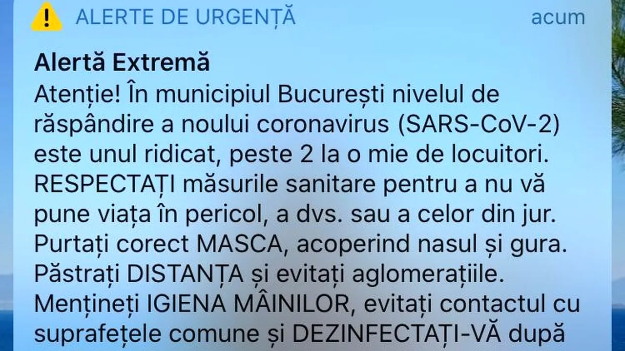 Departamentul de Situaţii de Urgenţă a emis o alertă privind nivelul de răspândire a noului coronavirus