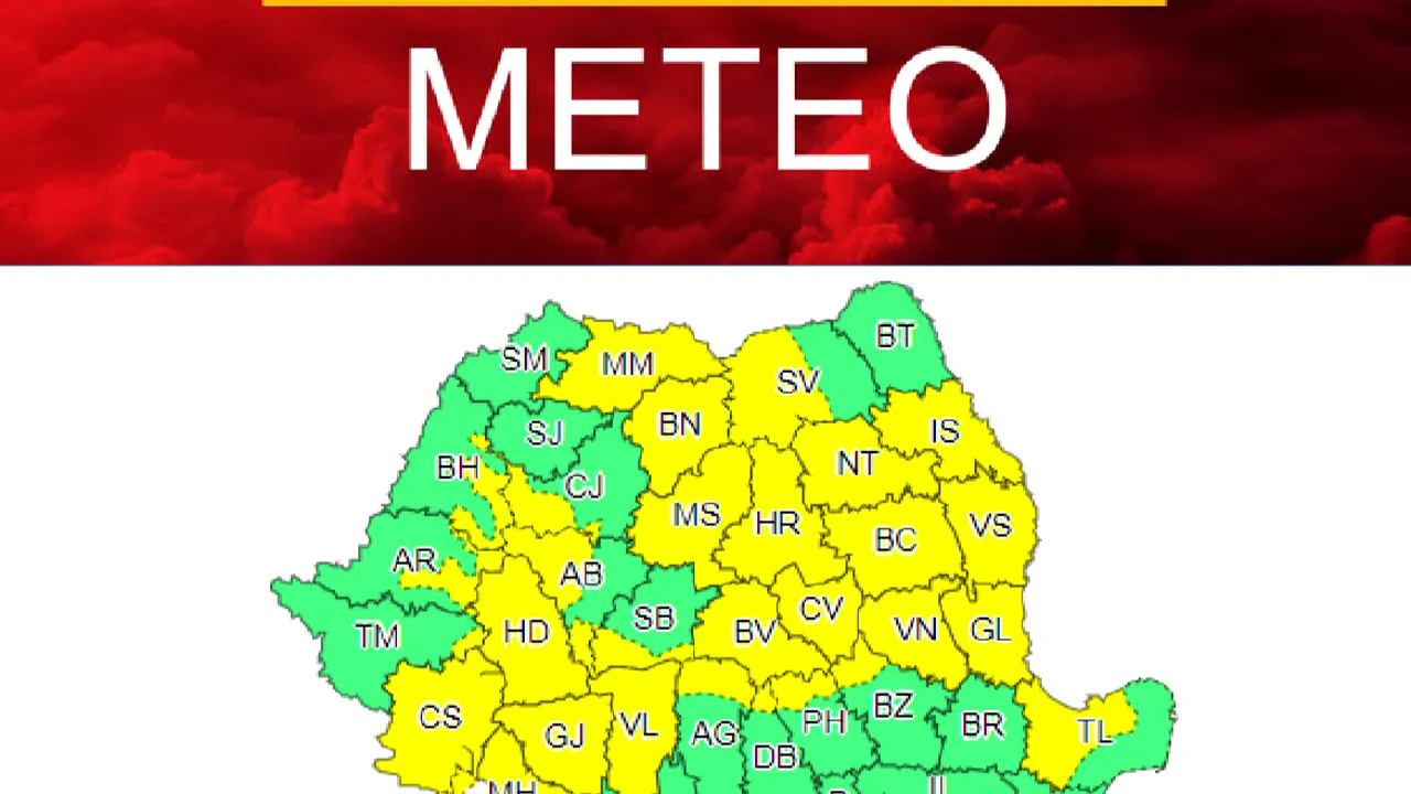 Vin ploile. Avertizare ANM. Cod galben de ploi abundente în 29 de judeţe
