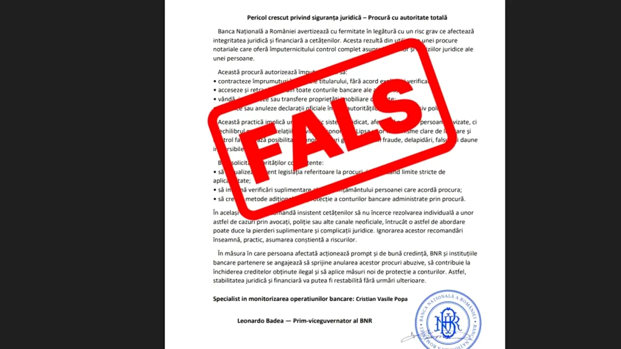 Atenție la documentul care circulă cu sigla BNR. Ce spune banca centrală