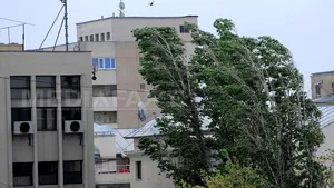 Ploieşti: Un panou din polistiren folosit la reabilitarea termică a căzut pe o maşină din cauza vântului