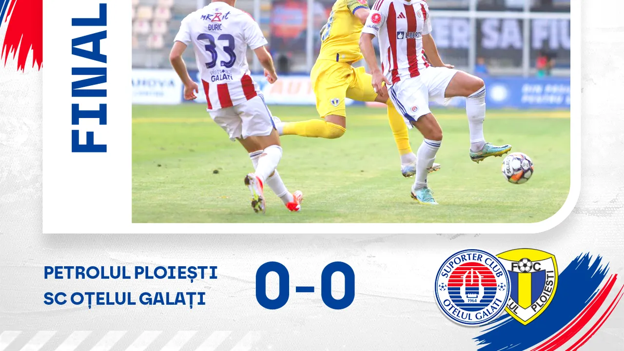 Egalitate la partida Petrolul Ploieşti-Oţelul Galaţi 