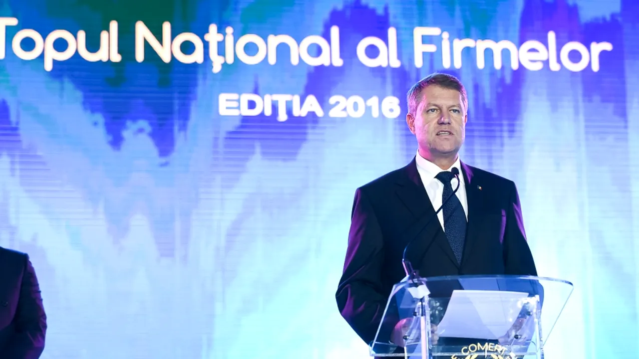Iohannis, la Gala Topul National al Firmelor 2018: Rezultatele bune ale companiilor din Romania sunt umbrite de încetinirea cresterii economice