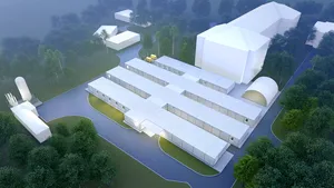 Asociaţia Dăruieşte Viaţa construieşte un spital modular pentru bolnavii de COVID-19 în curtea spitalului Elias. FOTO