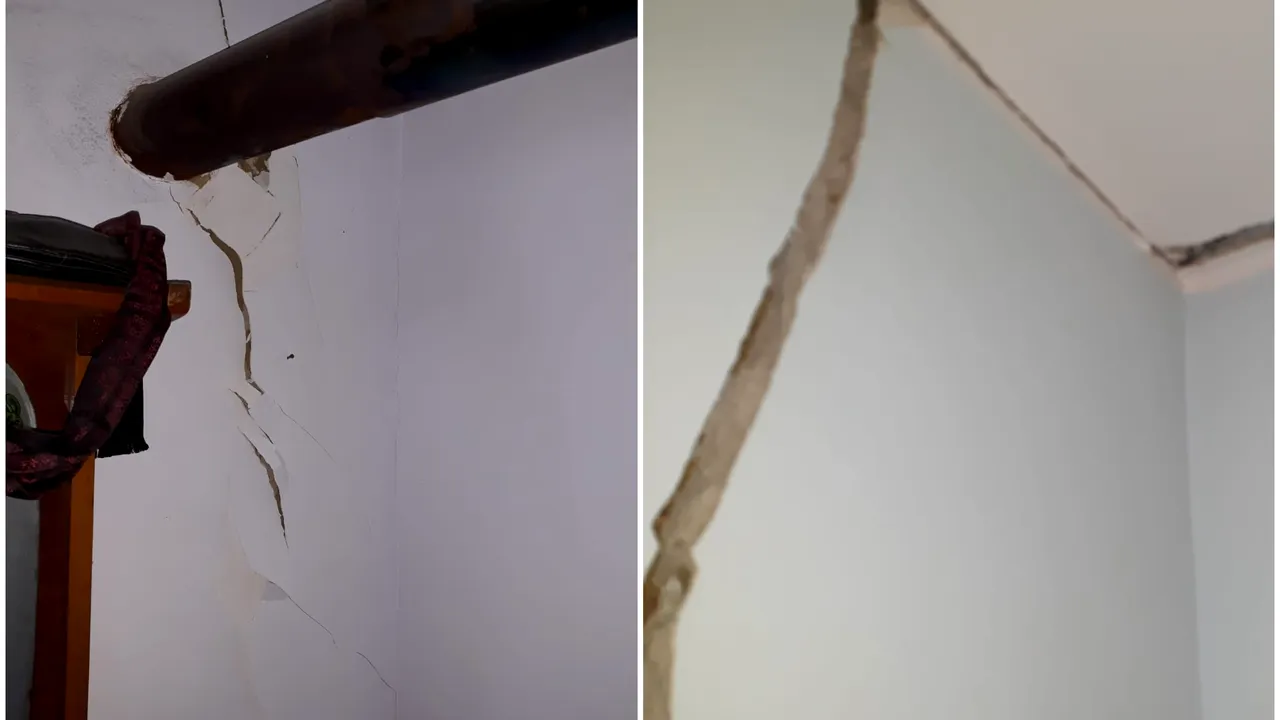 Mai multe familii din Galaţi, în pericol. Fisuri URIAŞE au apărut pe pereţii a patru case | FOTO

