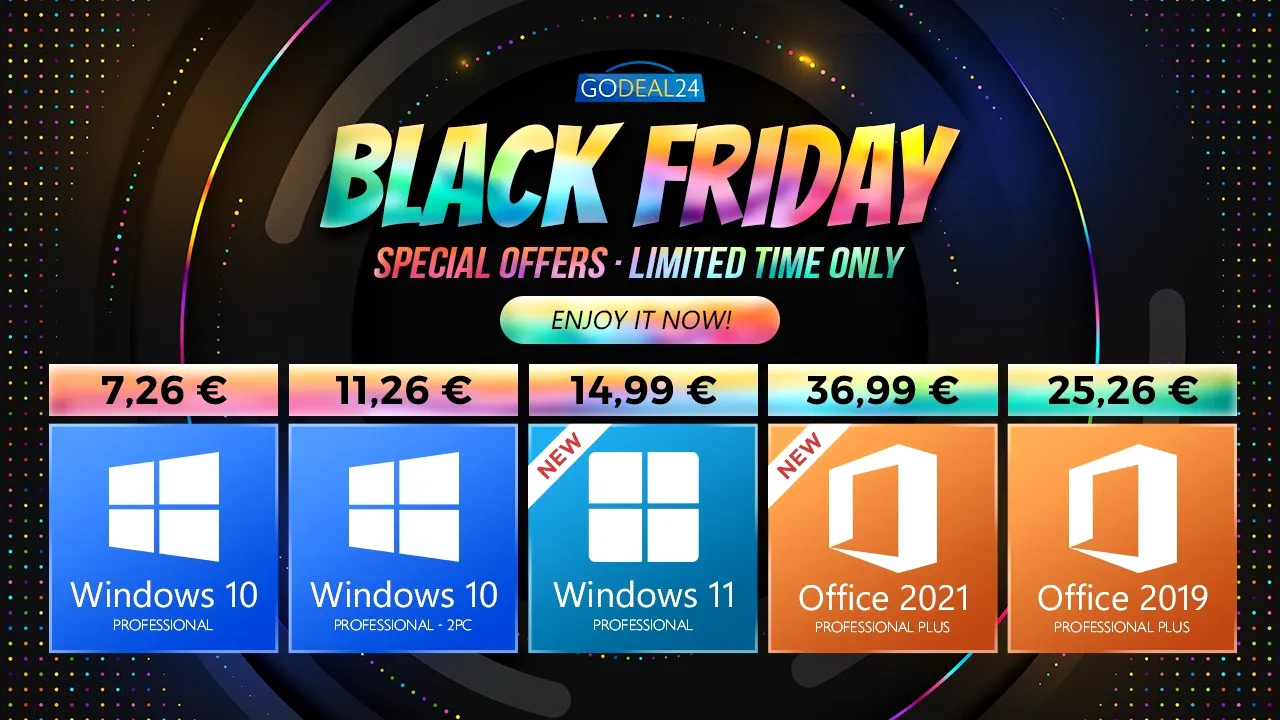 (P) Super promoţii de Black Friday – Windows 10 şi alte produse noi pornesc de la 7,26 EURO