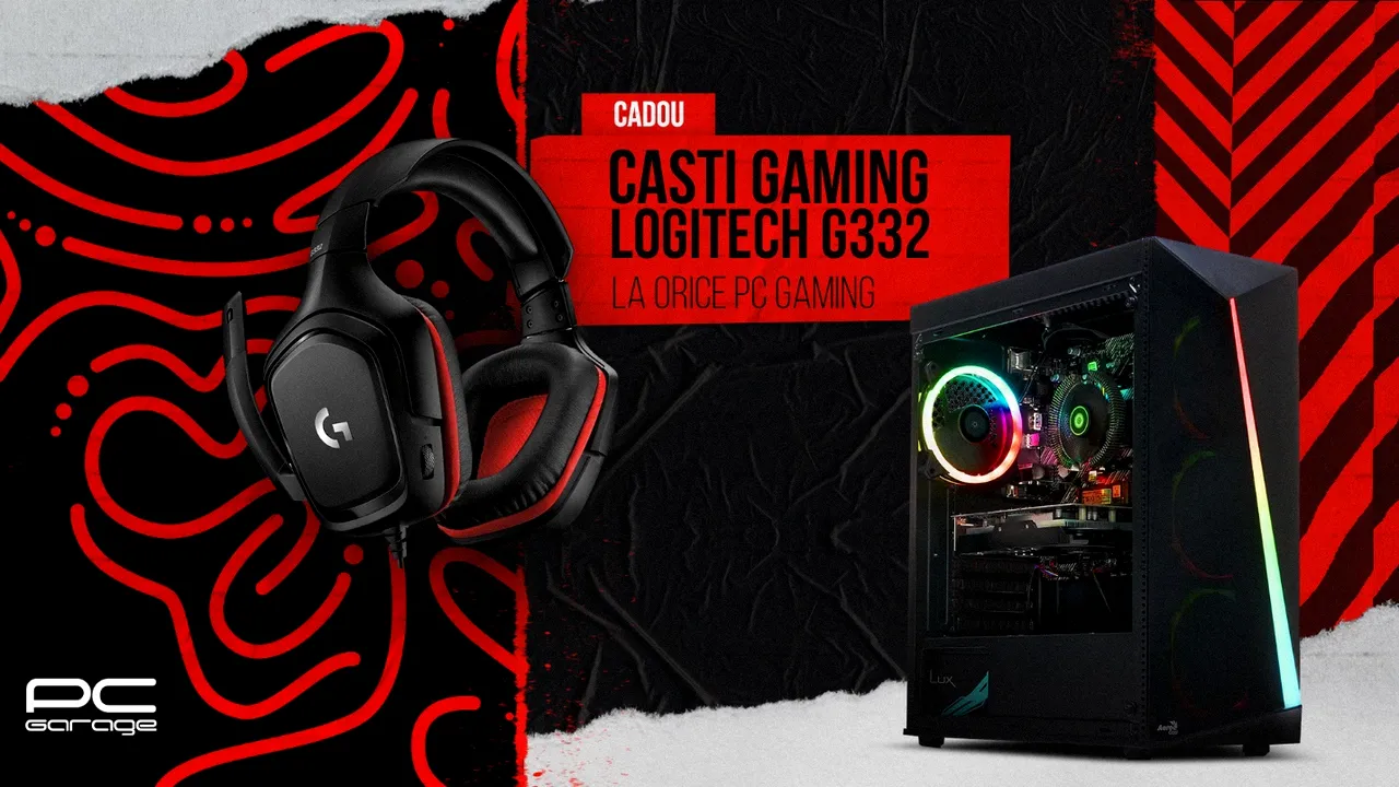 PC Garage oferă cadou o pereche de căşti Logitech G332, la orice PC Gaming cumpărat