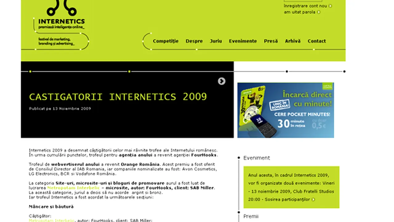 FourHooks, agenţia anului la Internetics 2009