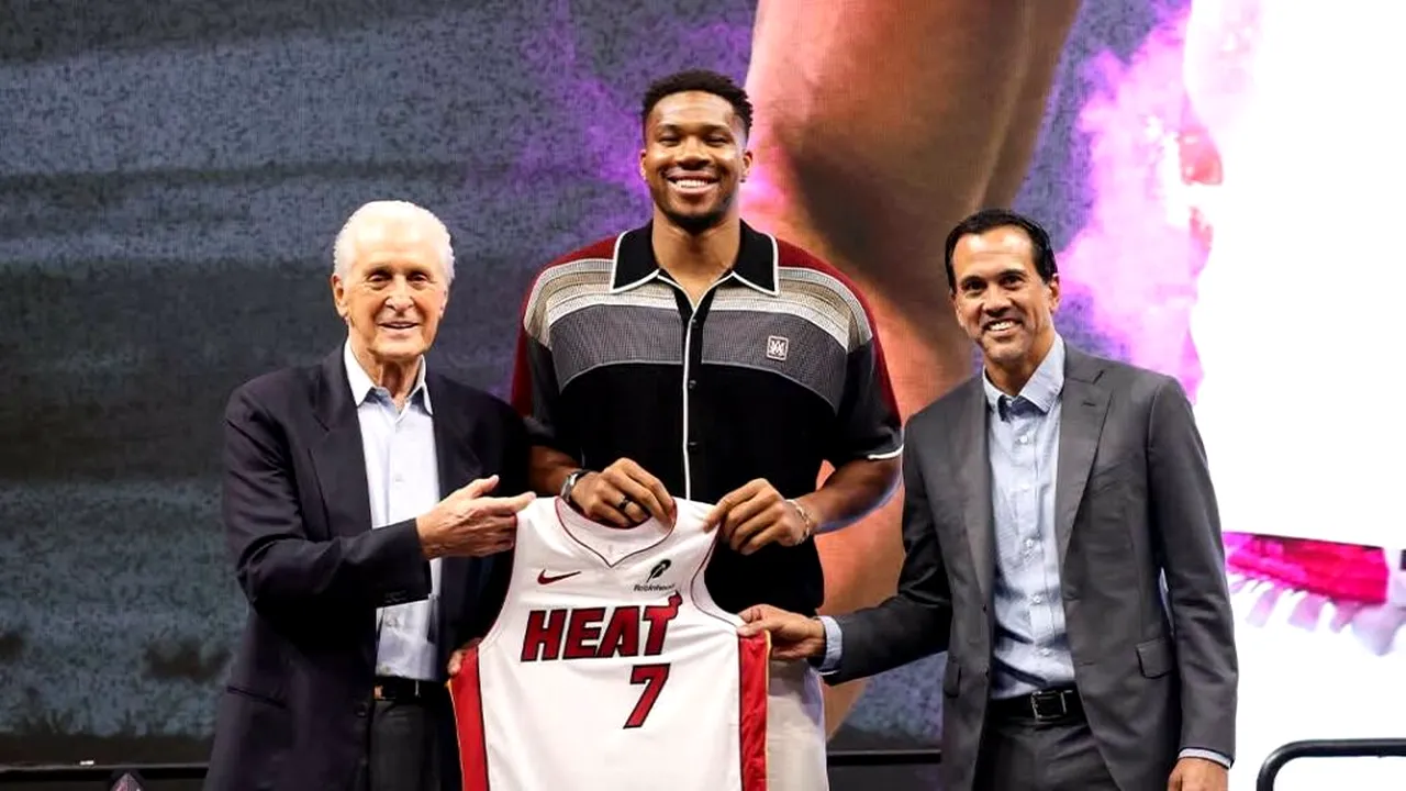 Starul grec din NBA Giannis Antetokounmpo, prezentat la Miami: Sunt motivat să câștig un nou titlu