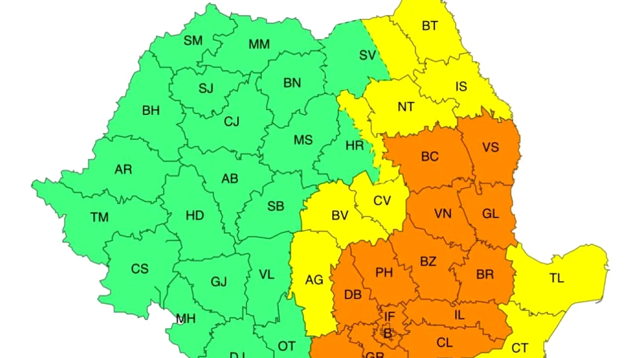 Meteo: Trei avertizări meteorologice active și vânt puternic în mai multe zone montane din țară