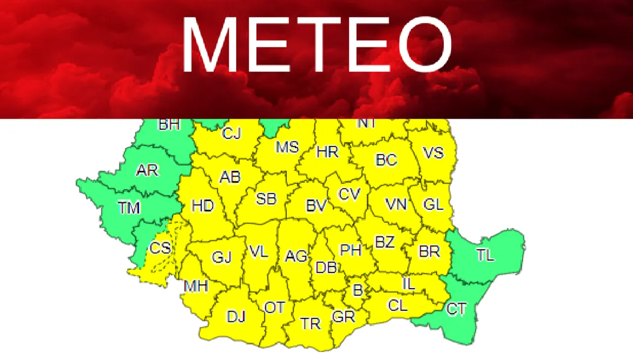Continuă ploiile. ANM a emis un nou cod galben de intabilitate atmosferică