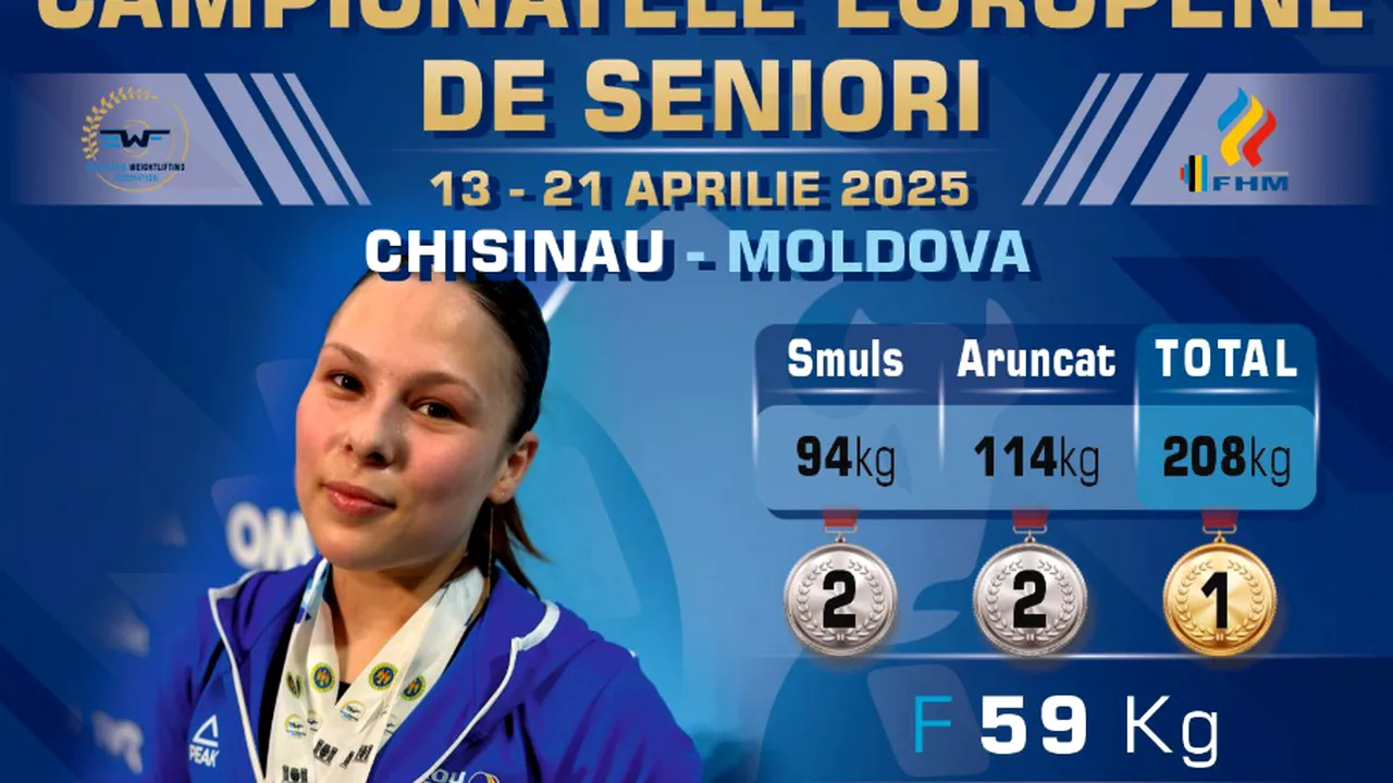 Andreea Cotruța, o medalie de aur și două de argint la Europenele de haltere