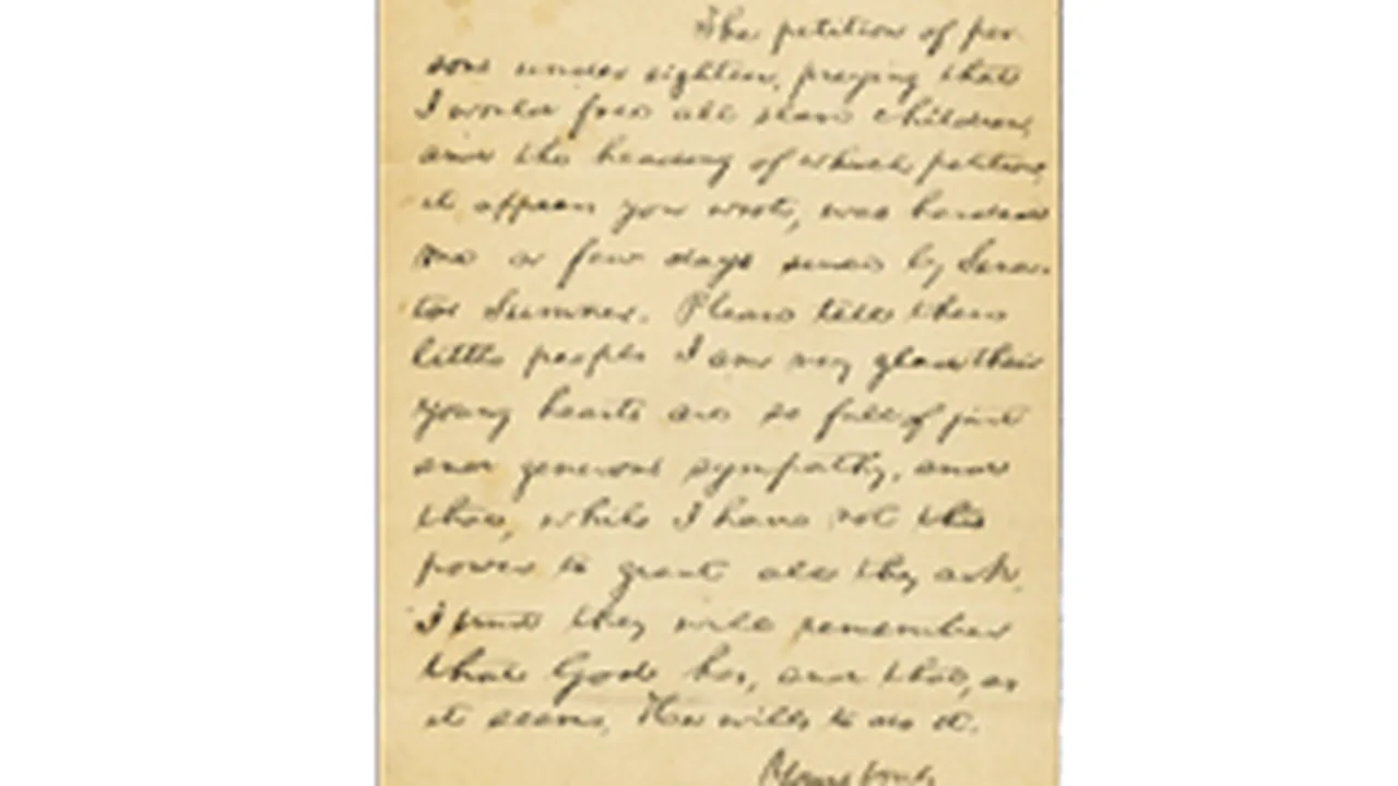 O scrisoare a lui Abraham Lincoln, vândută pentru 3,4 milioane de dolari