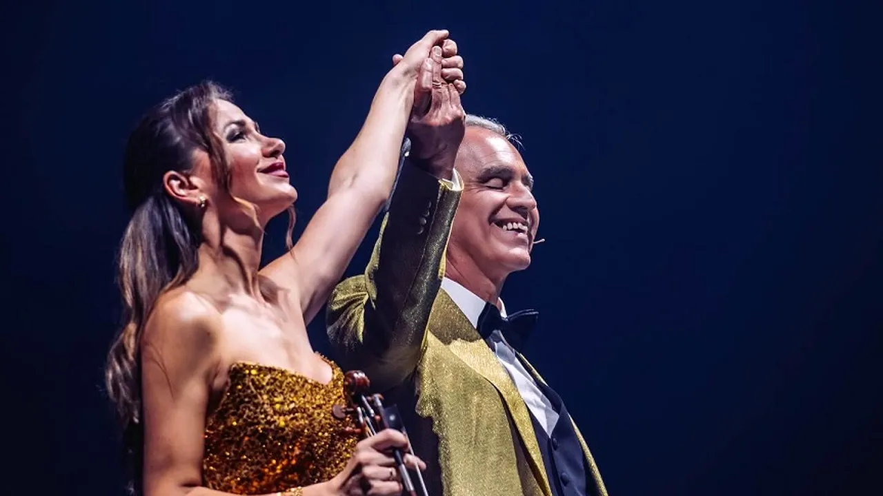 Violonista româncă Rusanda Panfili, în duet cu Andrea Bocelli pe scena Arenei Oradea