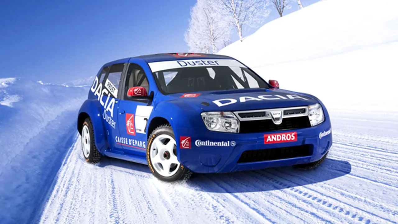 Dacia Duster, pilotată într-o cursă pe gheaţă de Alain Prost