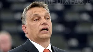 Doi tineri au aruncat cu roşii spre scena pe care se afla Viktor Orban