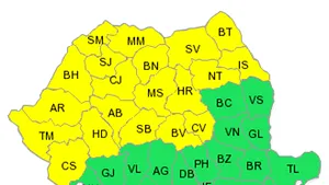 Avertizare meteo cod galben de ploi pentru 20 de judeţe