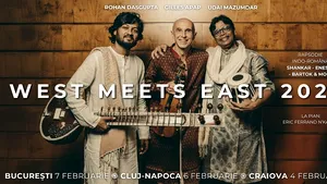 TURNEUL WEST MEETS EAST 2025 “RAPSODIE INDO-ROMÂNĂ”, CU GILLES APAP, UDAI MAZUMDAR ŞI ROHAN DASGUPTA