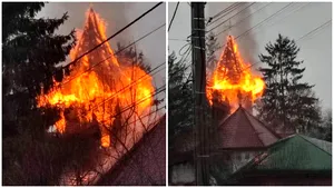 Bacău: Arde biserica din Luncani. Pompierii intervin pentru stingerea focului